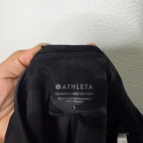 Athleta Womens Leggings Size L Black Ultimate Camo 7/8 Tight Camouflage - Picture 3 of 14